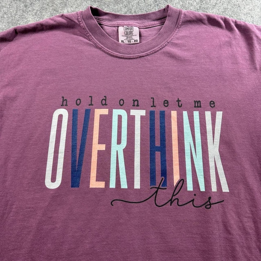 Overthink Graphic T-Shirt Unisex XL Wine Plum Purple Short Sleeve Comfort Colors